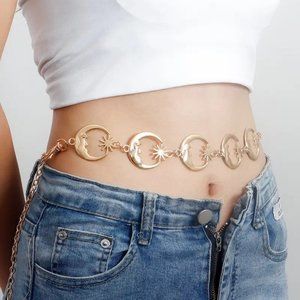Women's Golden Moon Metal Link Waist Chain Belt New W/O tags